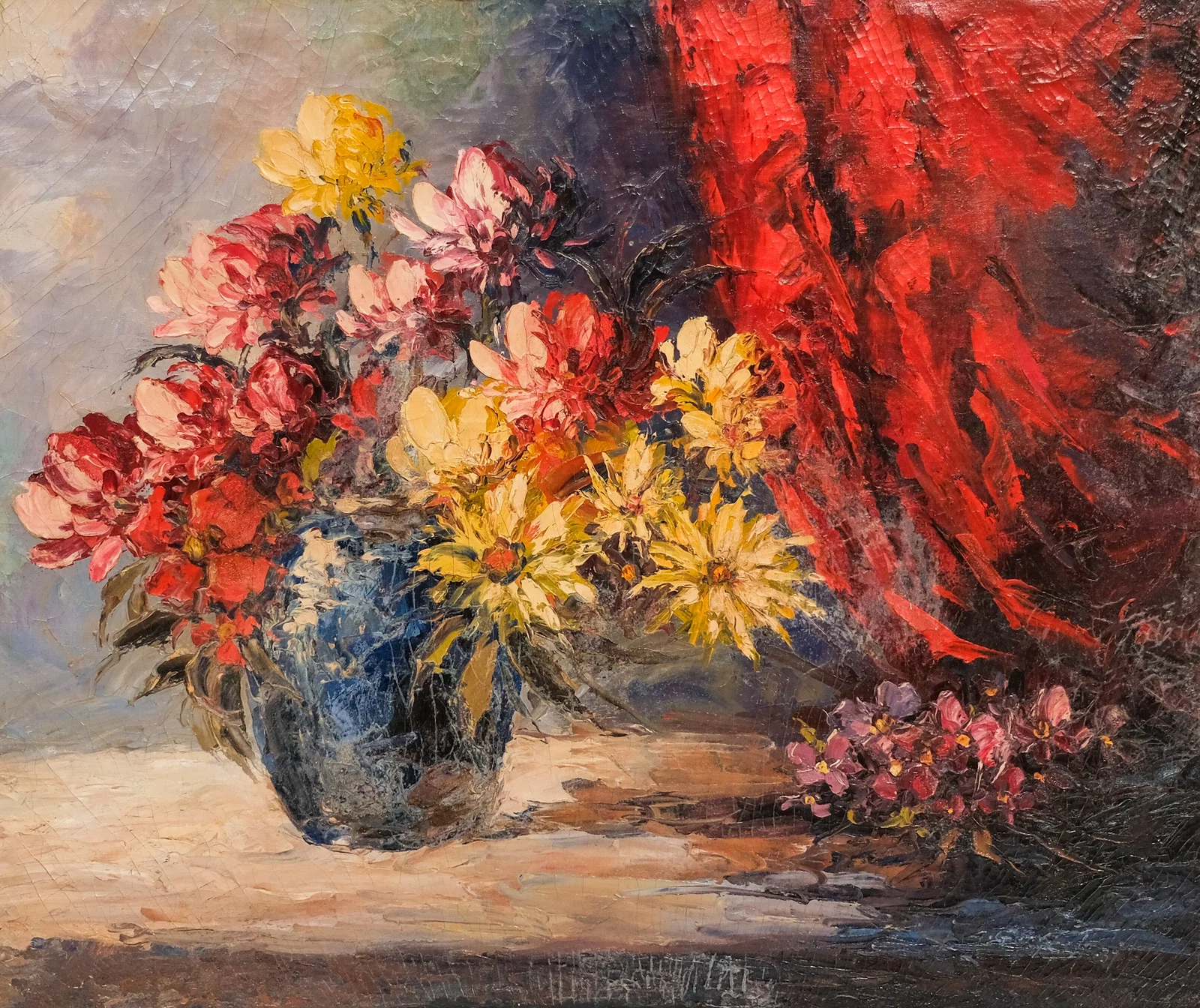 Leonid Gechtoff, Still Life with Red Flowers