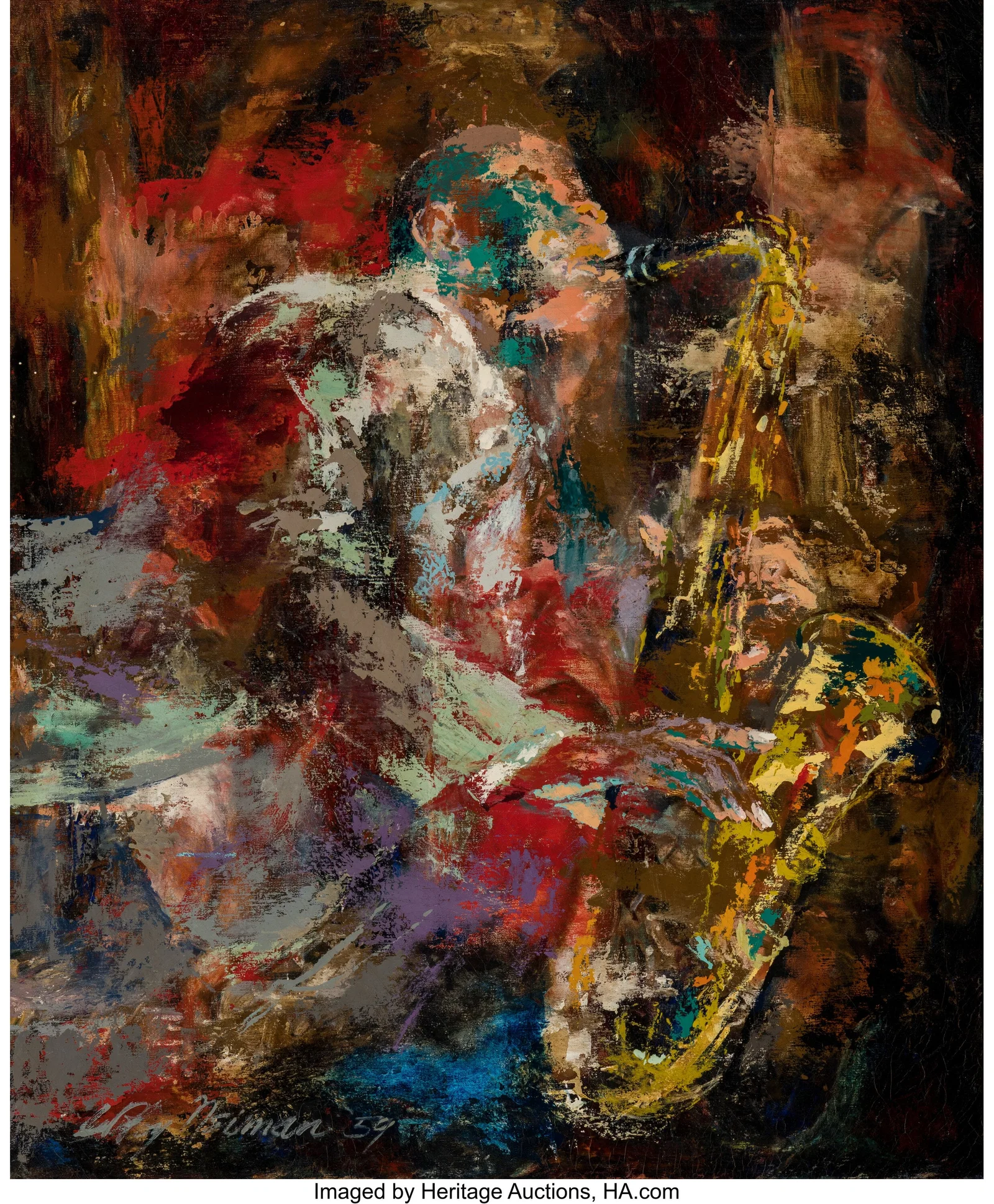 LeRoy Neiman (American, 1921-2012) Sax Player, 1