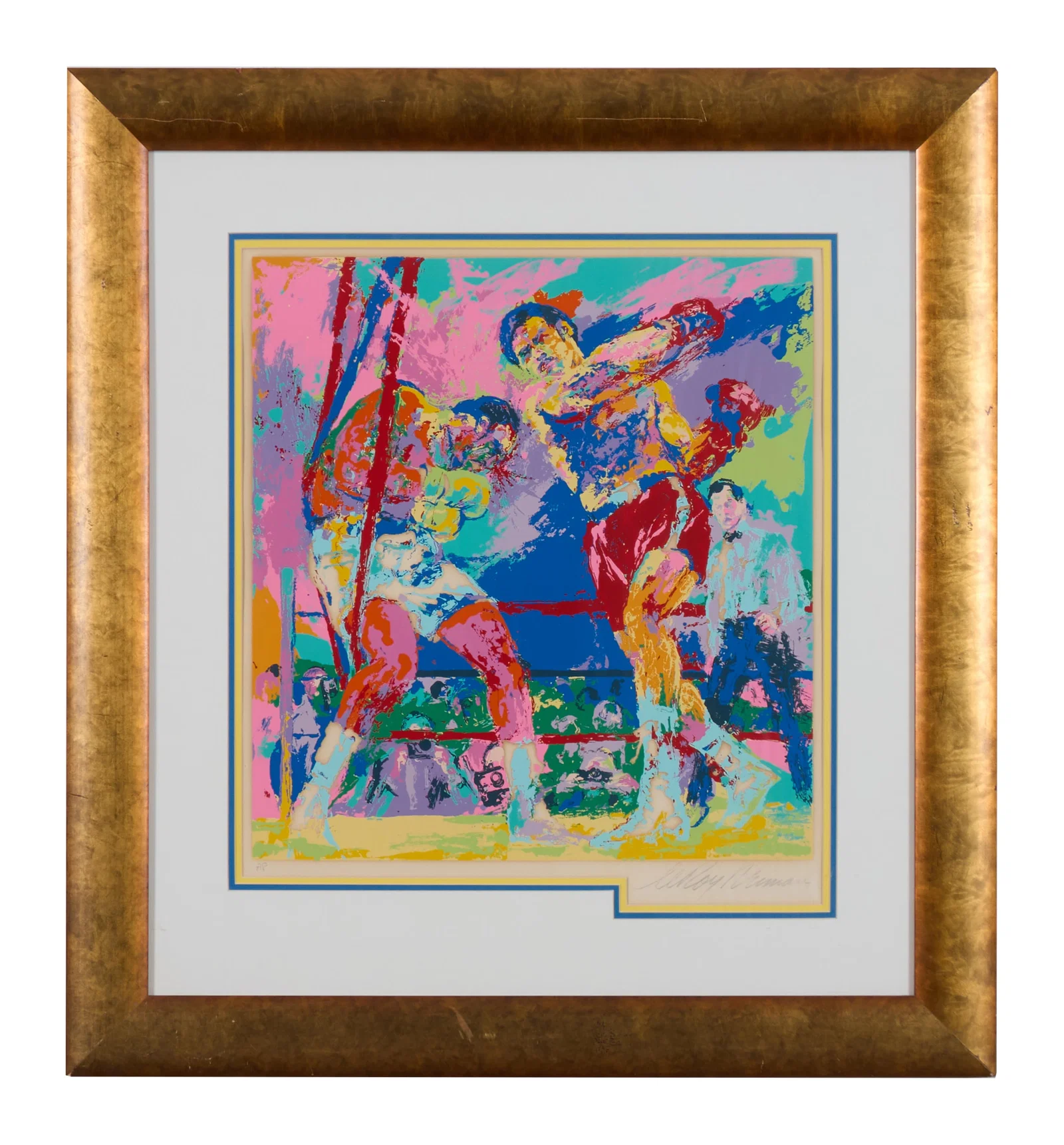 Leroy Neiman (American, 1921-2012), "Sunshine Showdown, Frazier v. Foreman," 1973, Sight- H.- 22 1/2