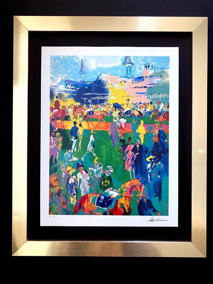 LeRoy Neiman " At the Paddock" Signed Pop Art Mounted and Framed