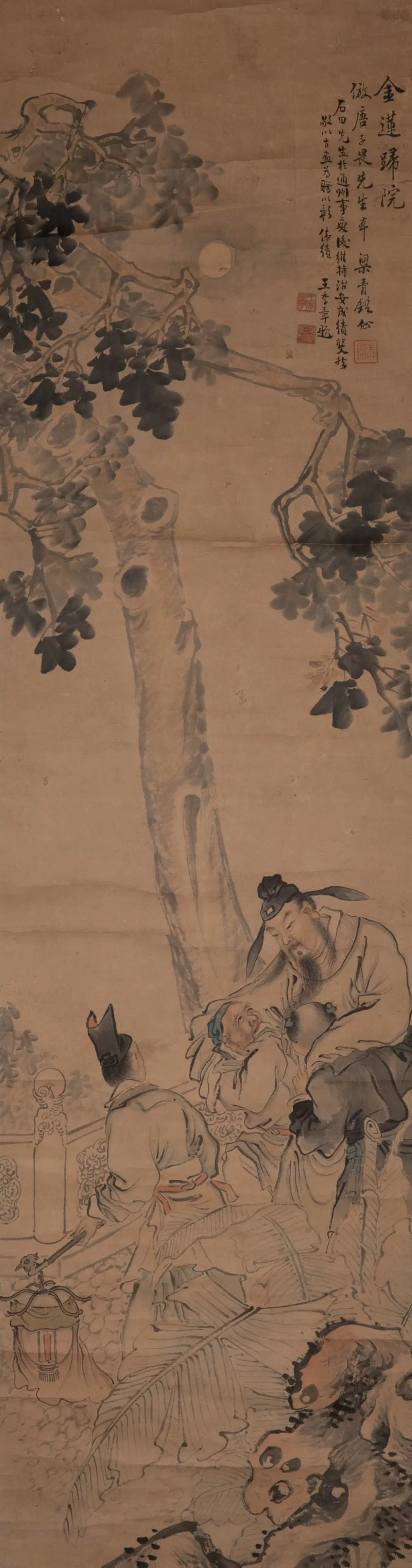 Liang Qingjian's painting Wang Jizhang's title Golden Lotus Returns to the Hospital
