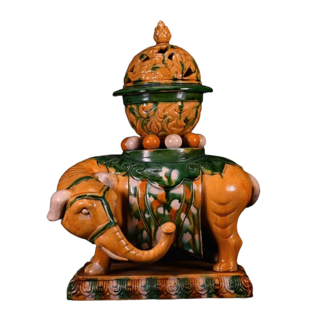 Liao tricolor elephant-shaped incense burner