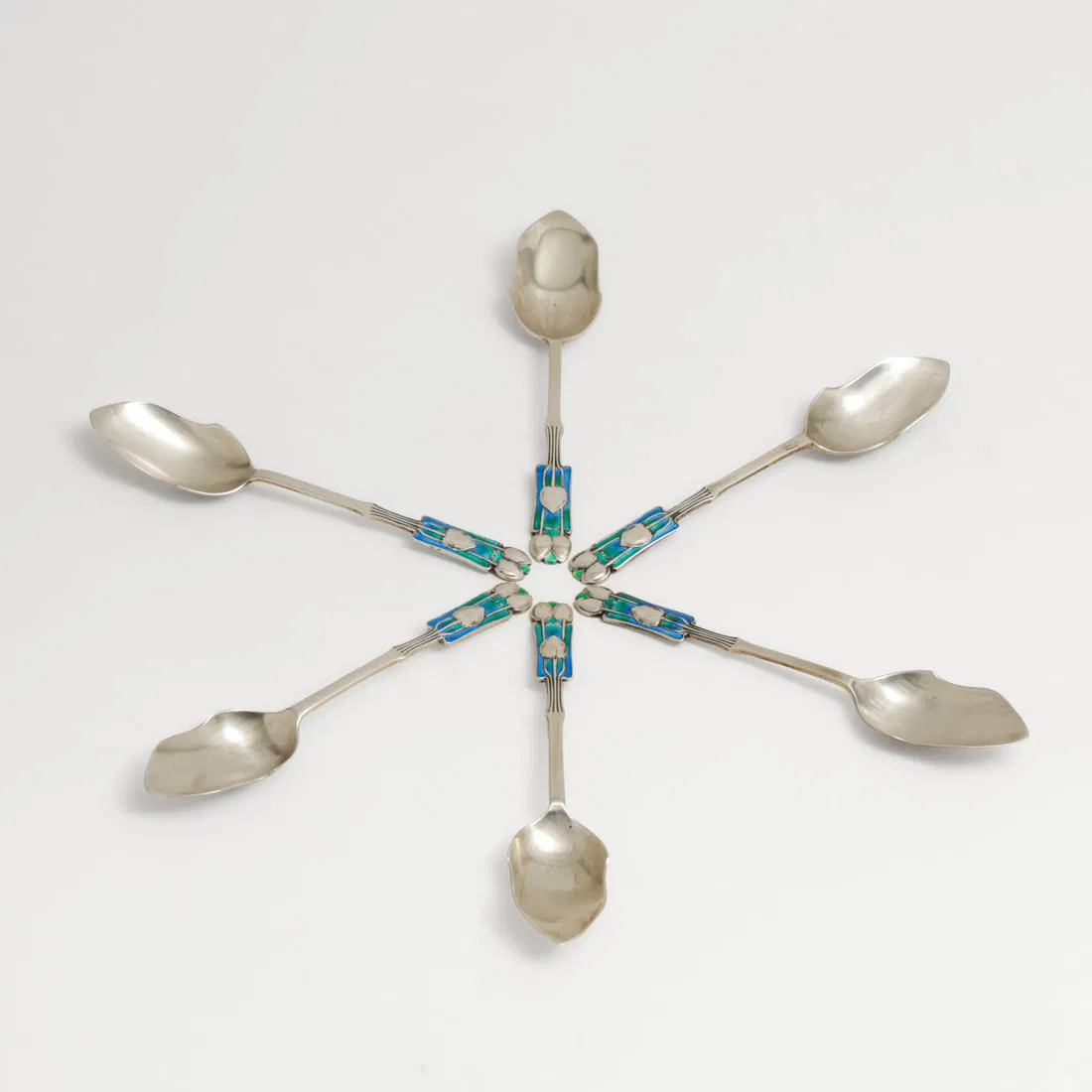 Liberty & Co Archibald Knox Designed Sterling Silver & Enamel Spoons c1900