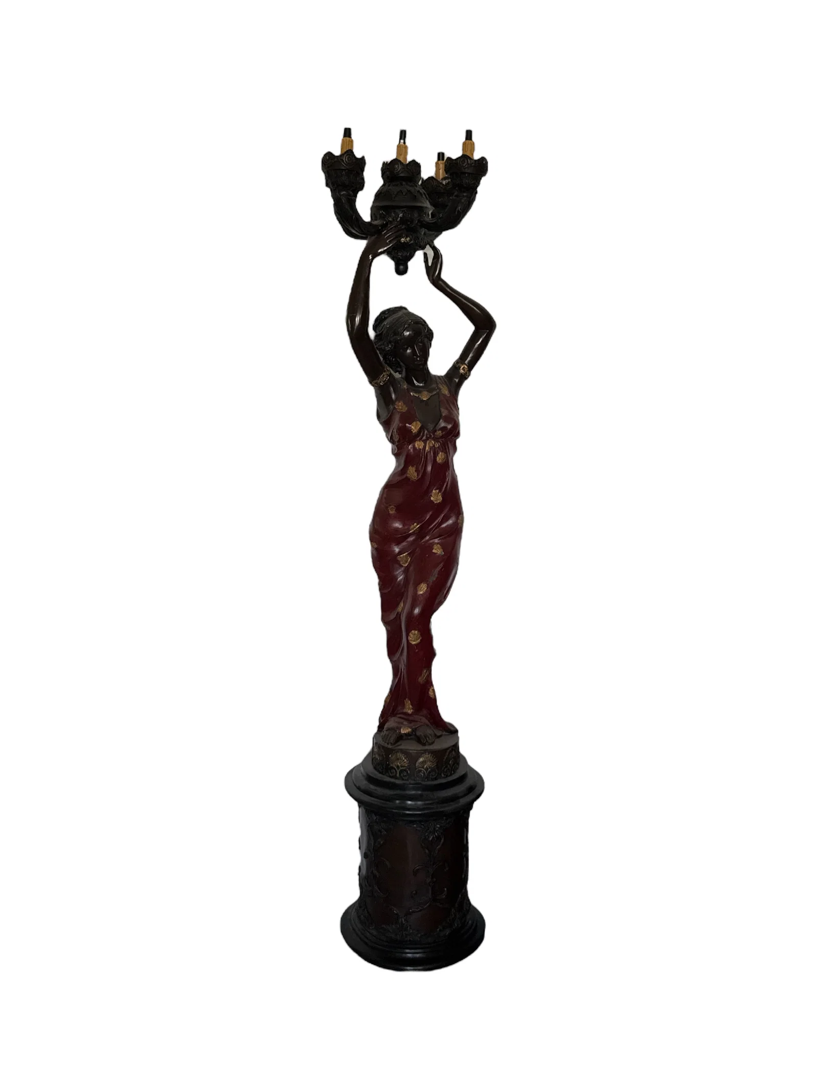 Life Size Bronze Lady Lamp Sculpture