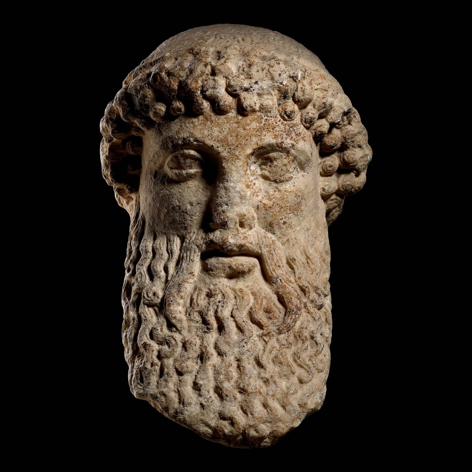Life-Size Roman Bearded Head of the Greek God Hermes