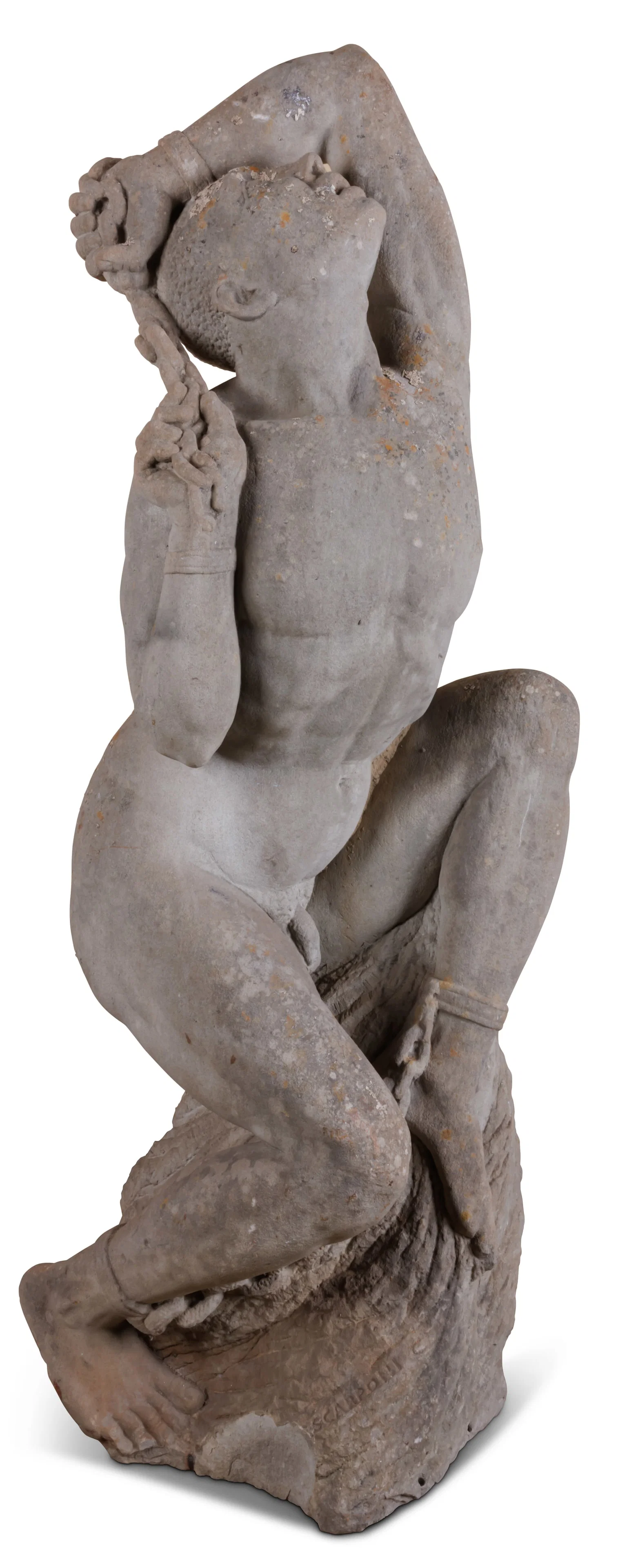 Life-size Stone Sculpture of Enslaved African Man by Tito Scarponi [Abolition - Slavery - Vatican]