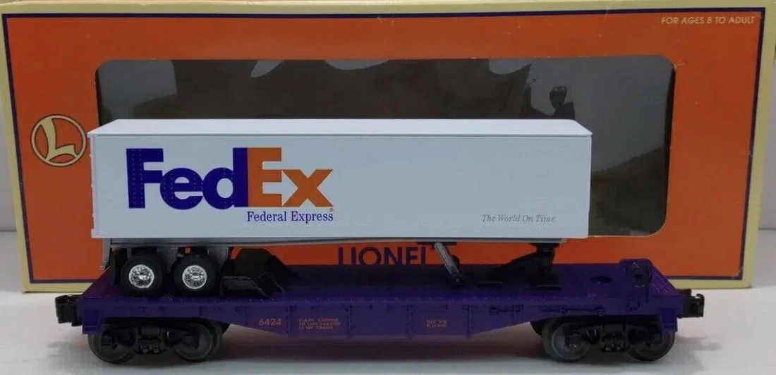 Lionel Fedex Flat Car and Trailer 6-19440. O Gauge Train Intermodal Fedex Freight.