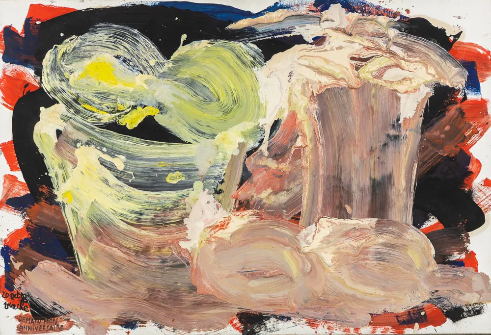 Lionel Vinche (1936–2025) 'Demain Mon Anniversaire', mixed media on paper (1993).