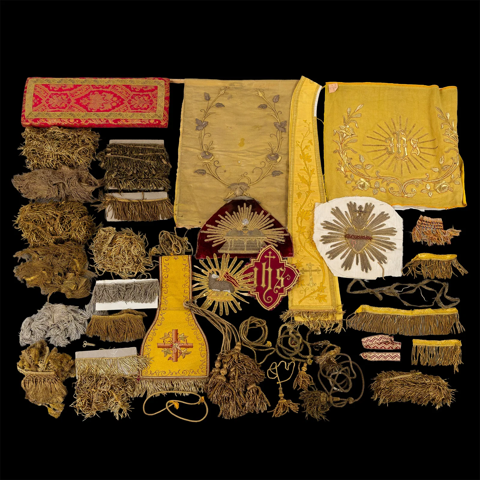Lithurgical Vestments: a collection of parts for Chasubles and Vestments, Thick gold thread