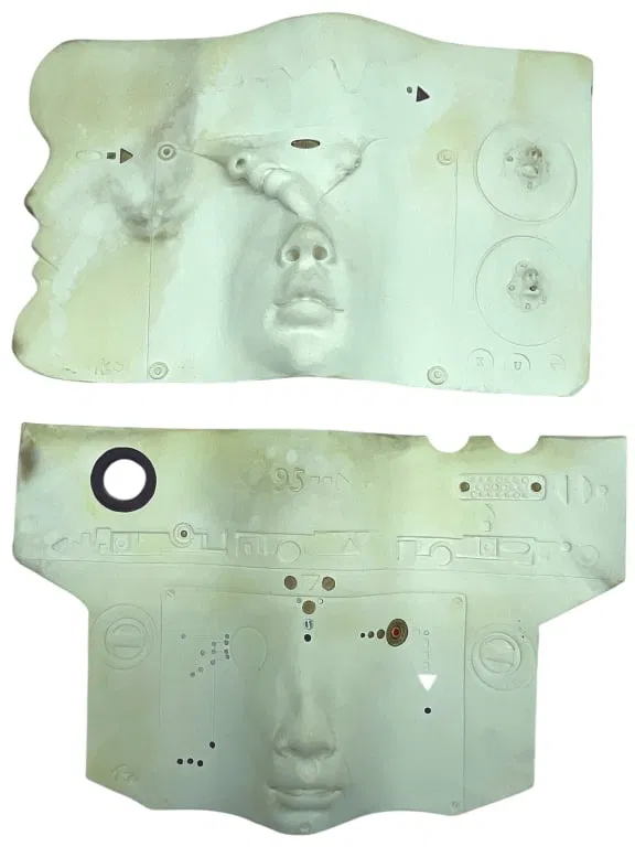 LITTLEFIELD CERAMIC FACE WALL SCULPTURES 9"