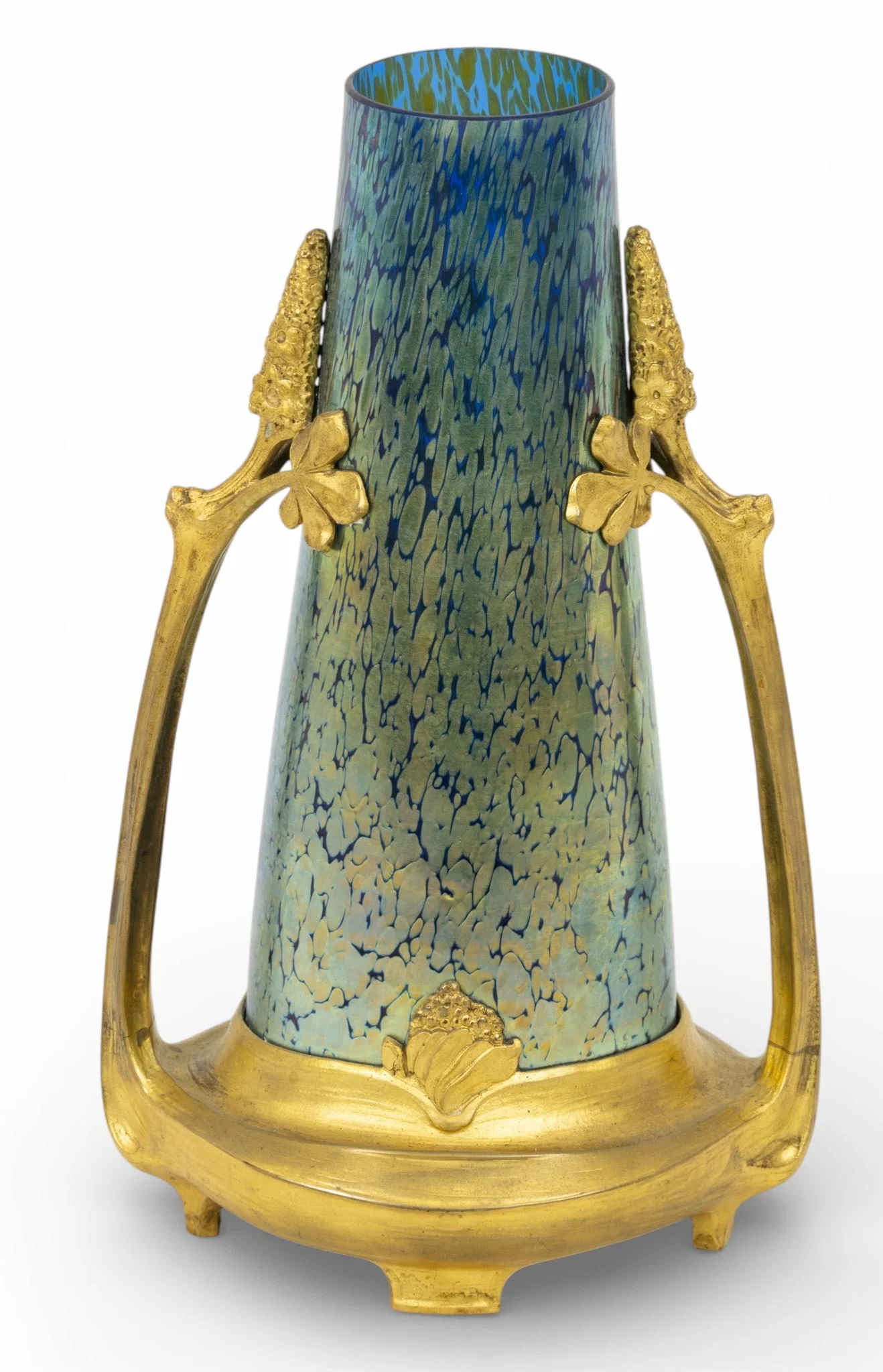 Loetz (Austrian) Art Nouveau Papillion Glass Vase, Ca. 1900, H 11" W 6.5" Depth 5.5"