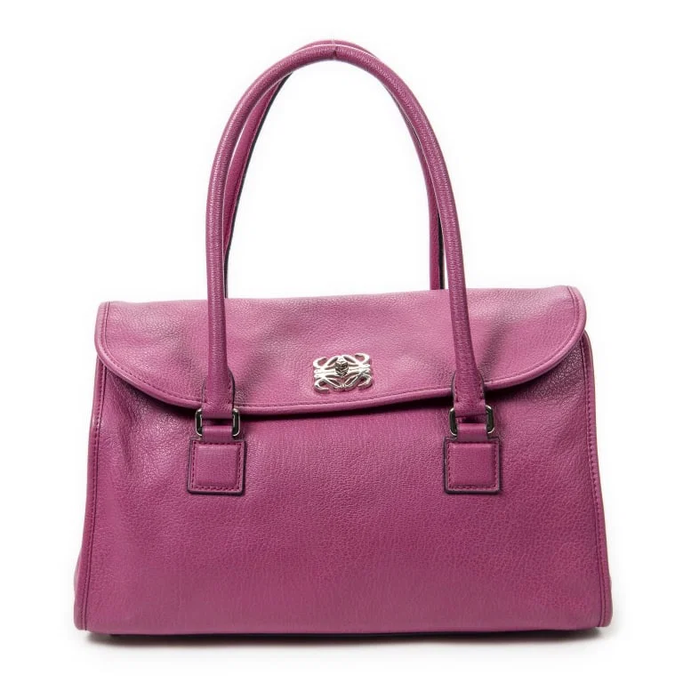 LOEWE ALAMO 36 FUCHSIA PINK GOATSKIN LEATHER BAG