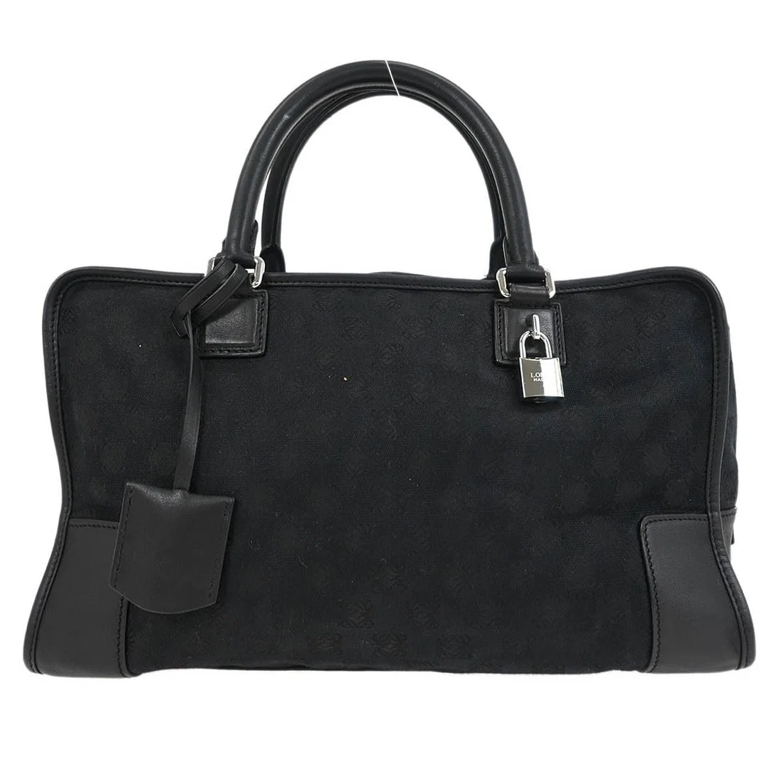 Loewe Amazona Black Leather Canvas Handbag 36cm