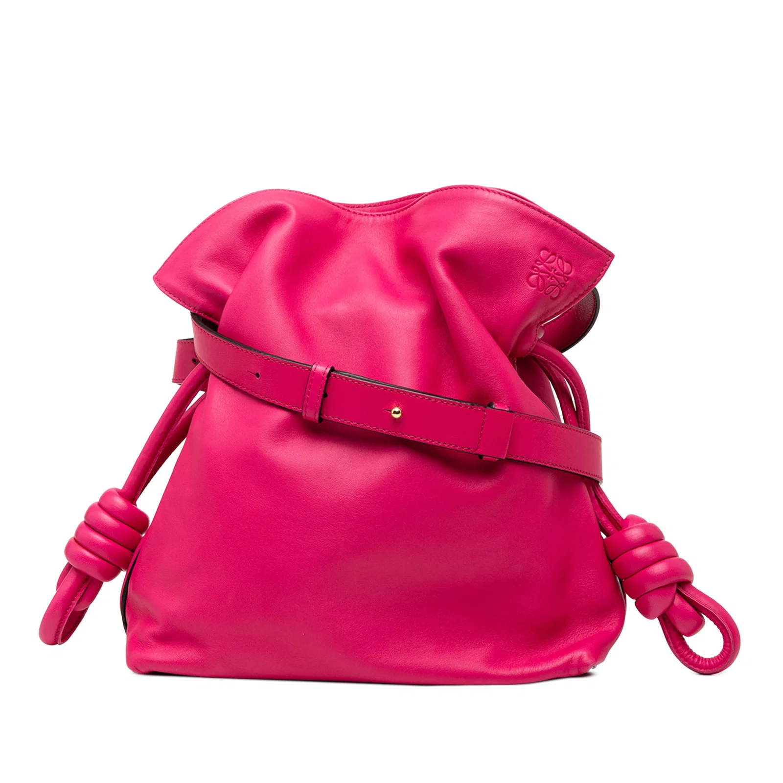 Loewe Flamenco Knot Pink Leather Crossbody Bag with Tassel Detail