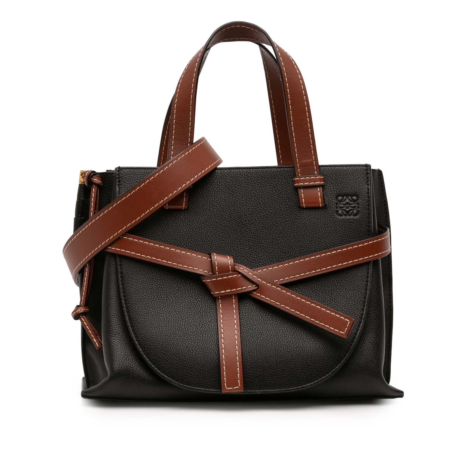 Loewe Gate Small Top Handle Leather Satchel with Detachable Strap