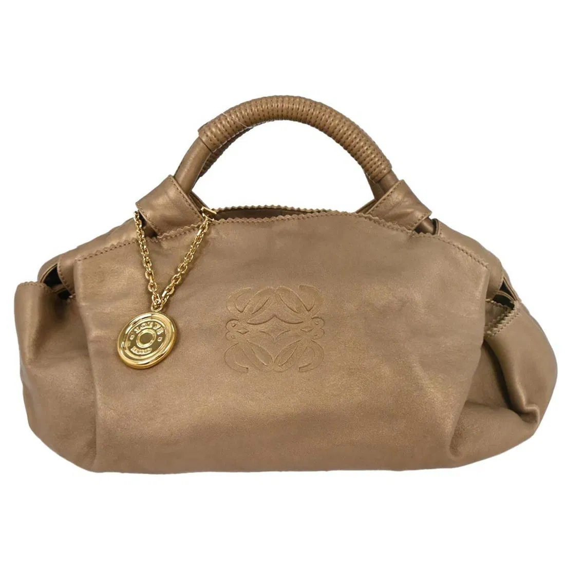 Loewe Gold Lambskin Nappa Aire Top Handle Handbag 051006