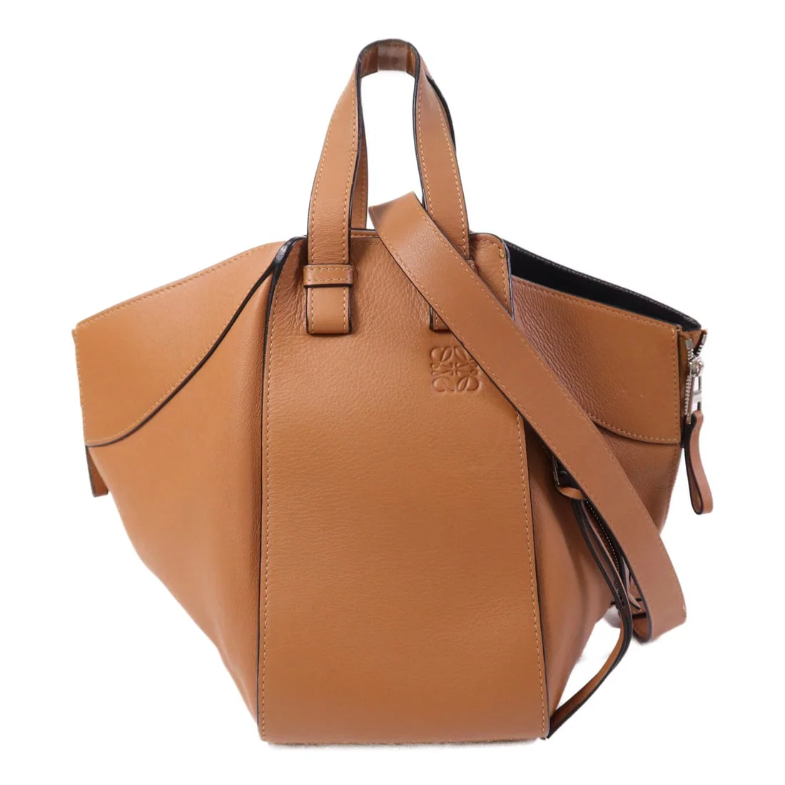 Loewe Hammock Brown Calfskin Leather Shoulder Bag Silver Hardware