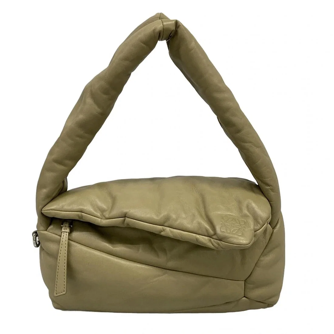 LOEWE PUFFER PUZZLE HOBO BAG KHAKI SHINY NAPPA LAMB - SHOULDER BAG