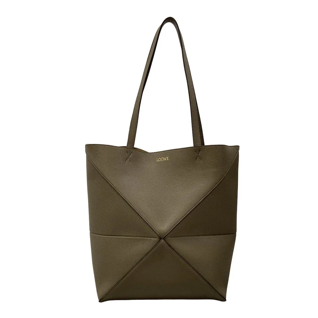 LOEWE PUZZLE FOLD TOTE MEDIUM - GRAY BEIGE SOFT GRAIN CALF TOTE BAG