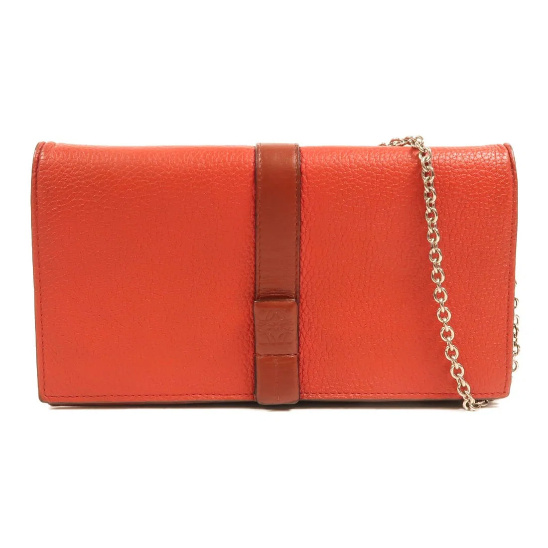 Loewe Red Calfskin Wallet On Chain Shoulder Bag With Gold Hardware