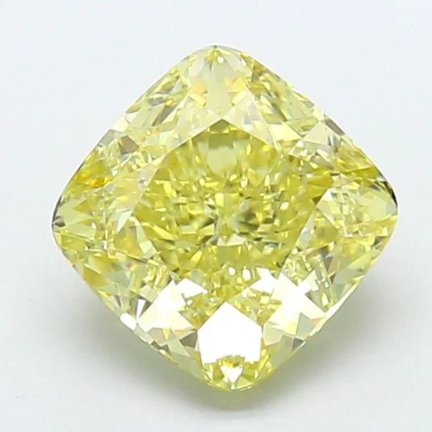 Loose Diamond - CUSHION BRILLIANT 2.57ct Fancy Intense Yellow VS1