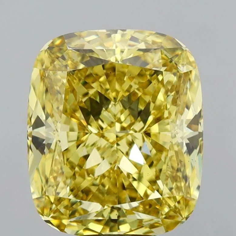 Loose Diamond - CUSHION MODIFIED 9.05ct Fancy Vivid Yellow VS2