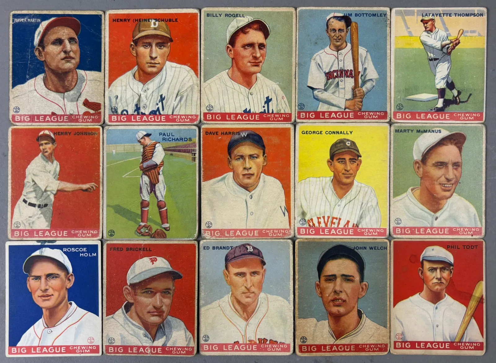 Lot 15 1933 Goudey Baseball Cards Pepper Martin Bottomley Rogell