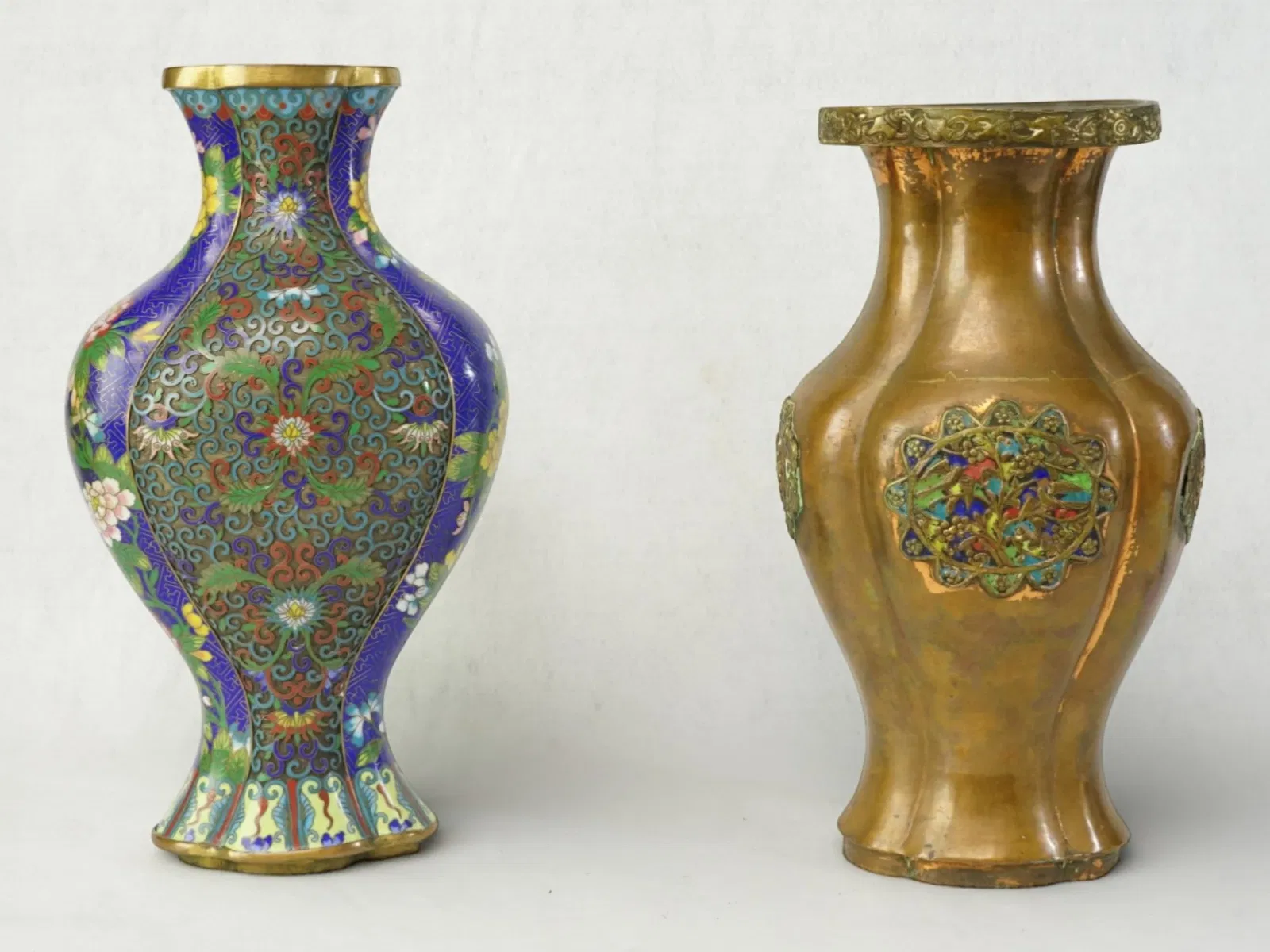 Lot of 2 Chinese Cloisonné Enamel Vase