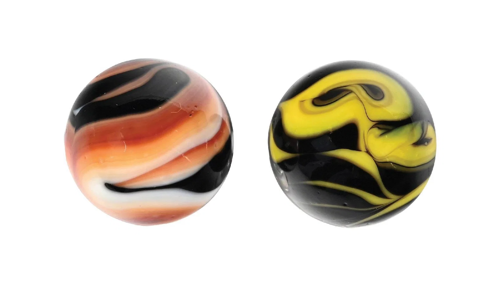 LOT OF 2: CHRISTENSEN AGATE FLAME/SWIRL MARBLES