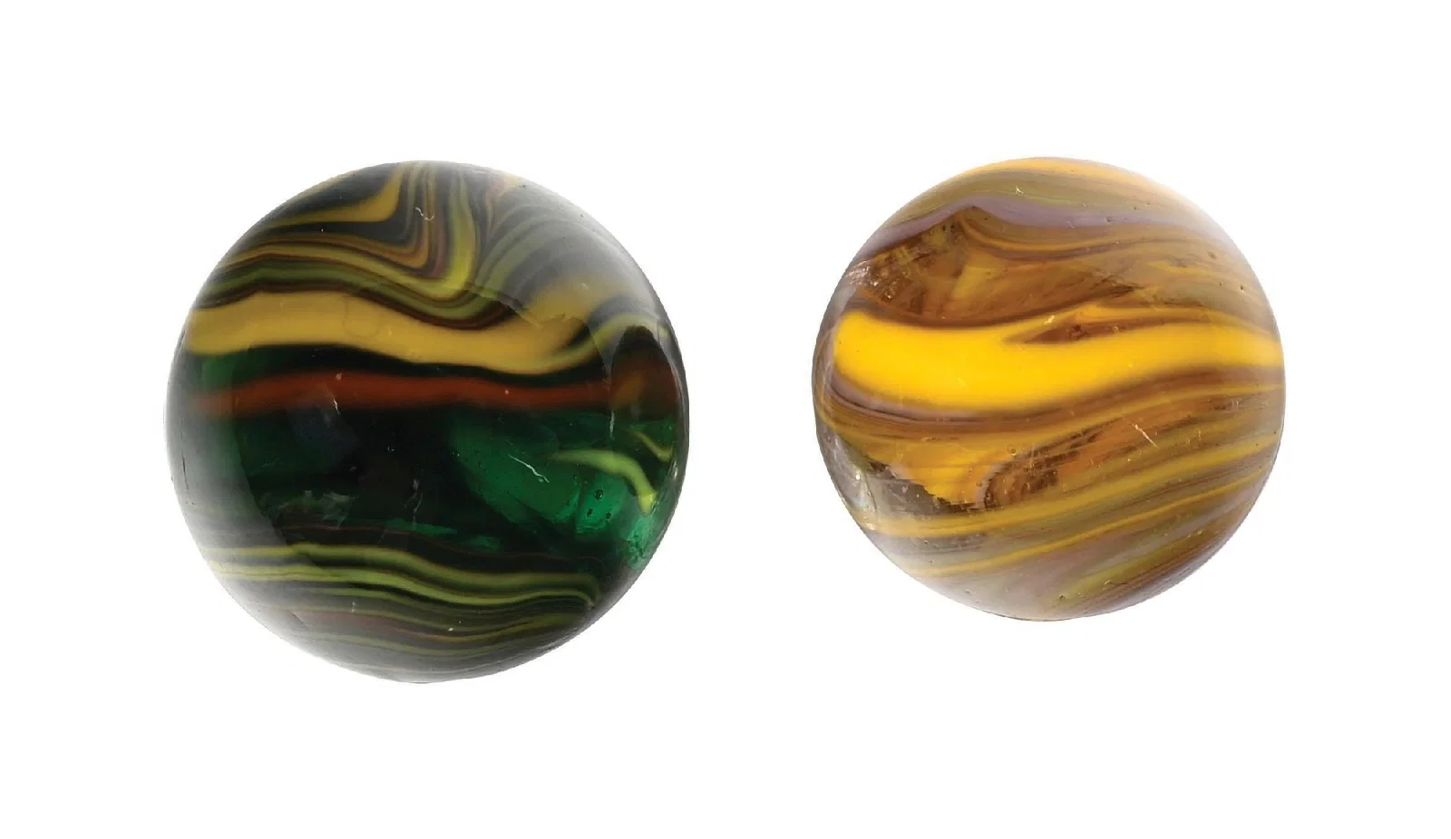 LOT OF 2: CHRISTENSEN STRIPED TRANSPARENT MARBLES