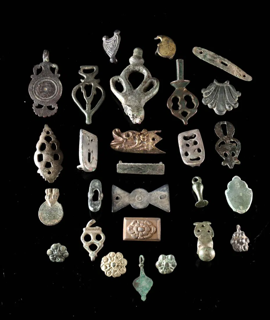 Lot of 27 Copper & Lead Alloy Decorative Attachments