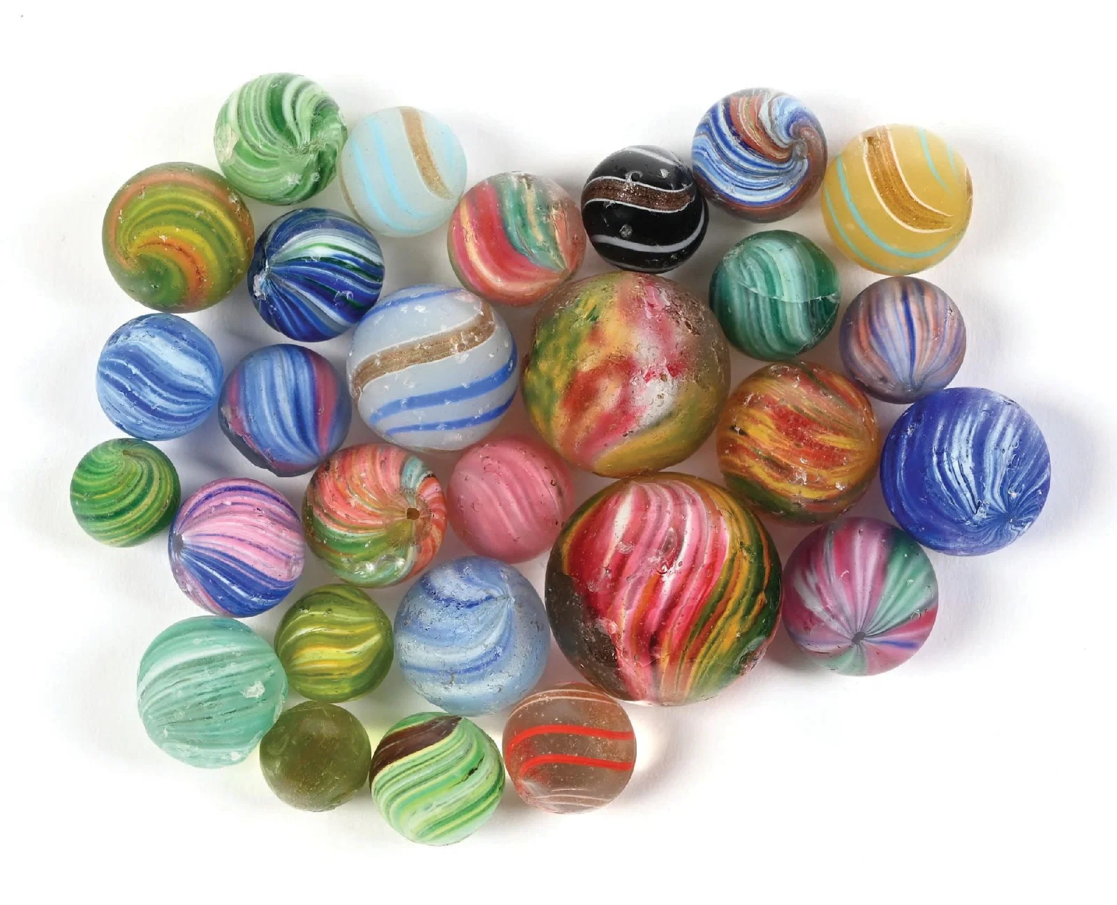 LOT OF 28: HANDMADE MARBLES