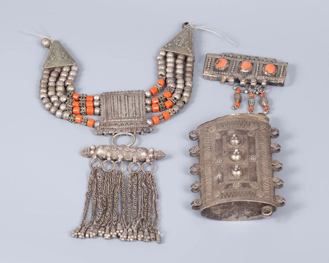 Lot of 3 Yemeni Silver Jewelry, Late 19th â€“ Early 20th Century