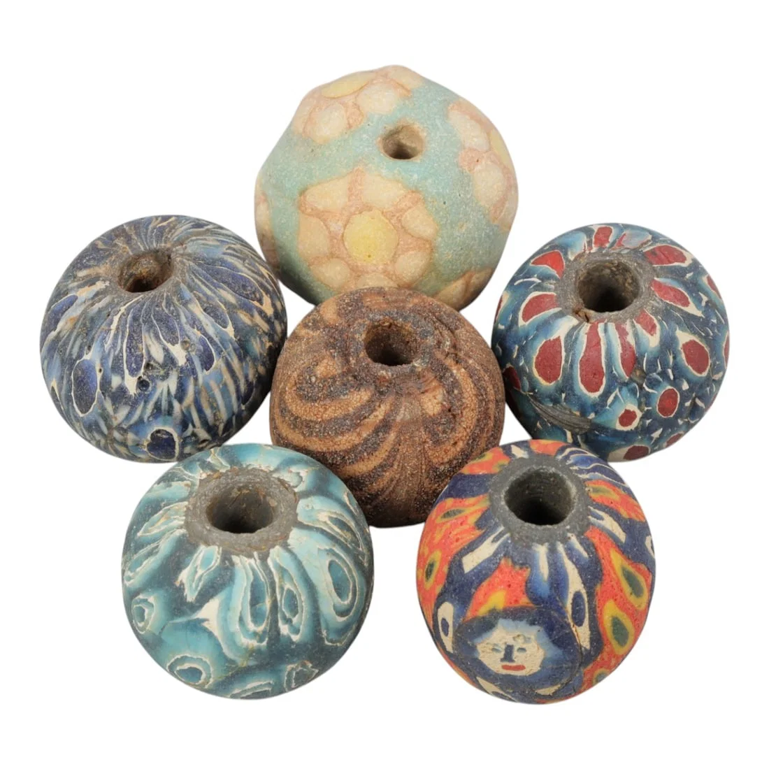 Lot of 6 Ancient to Antique Glass Beads, Circa 1st Millennium BCE to Islamic Period, 71AD