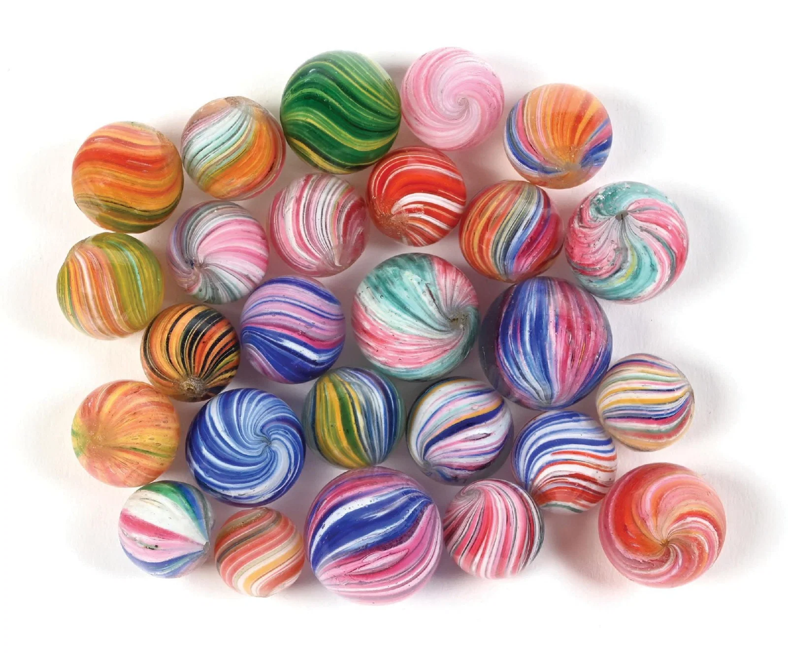 LOT OF APPROXIMATELY 26 ONIONSKIN MARBLES