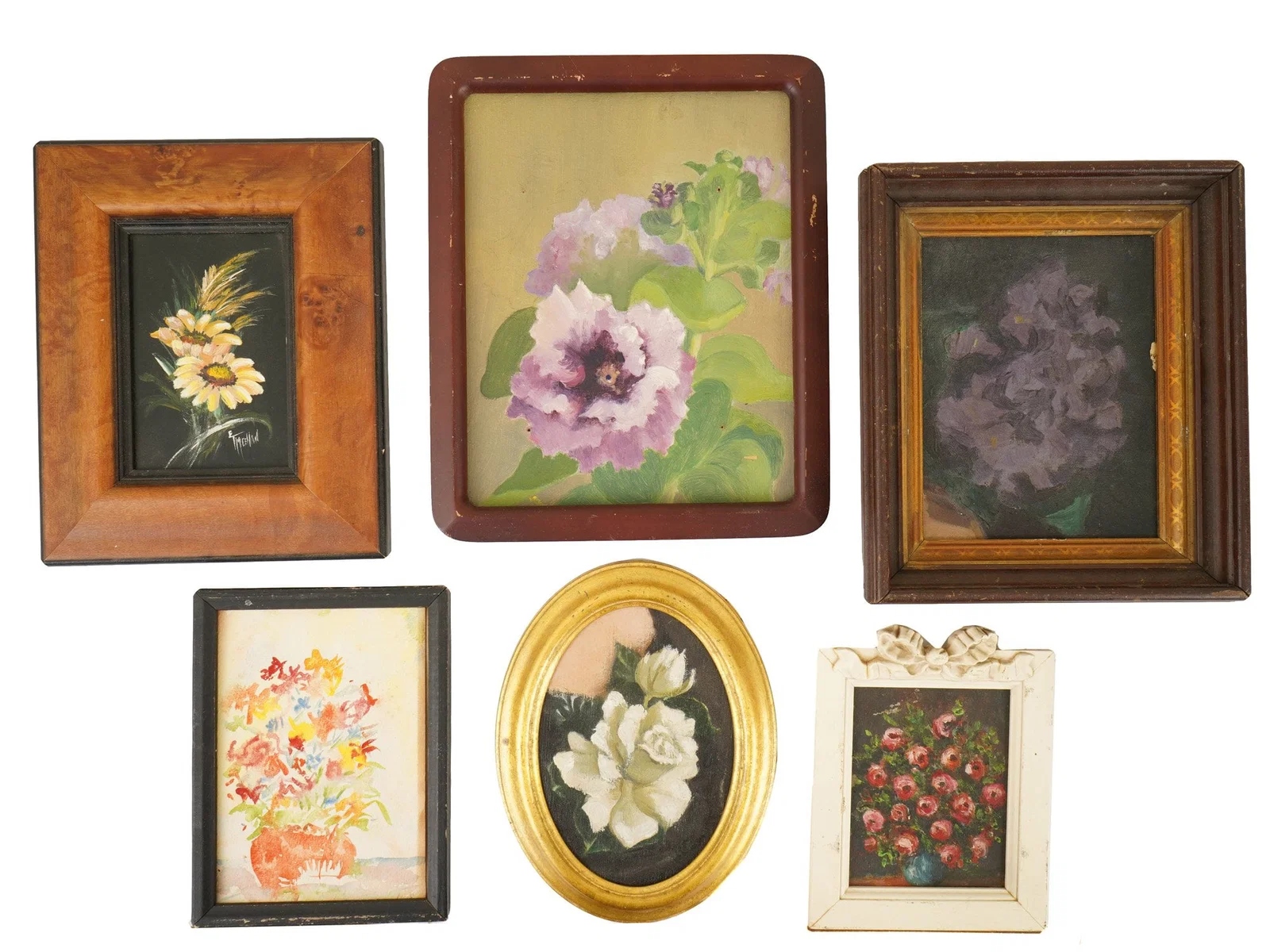 LOT OF FLORAL STILL LIFE OIL AND WATERCOLOR PAINTINGS