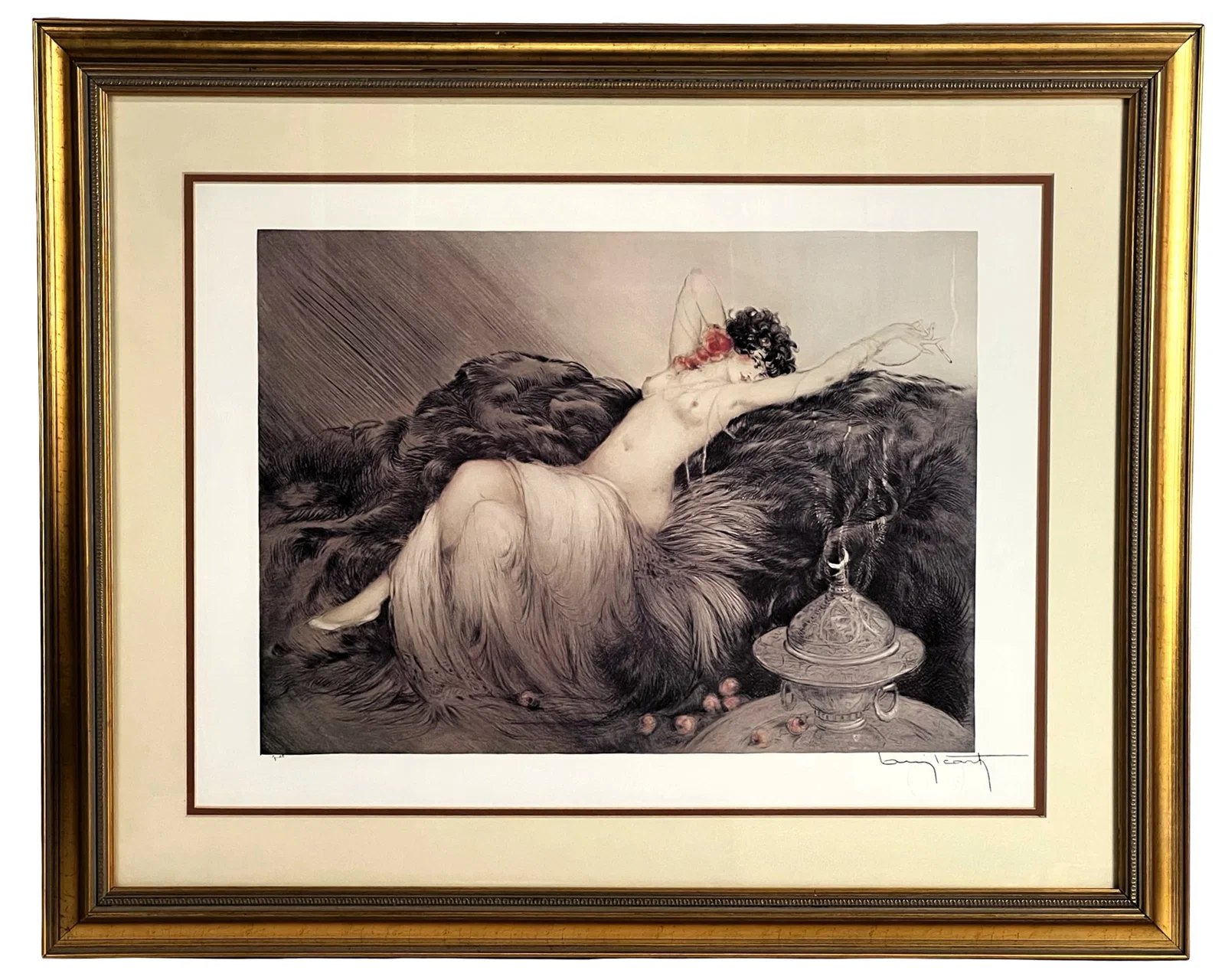 Louis Icart "Fumee (Smoke)" Art Deco Color Etching