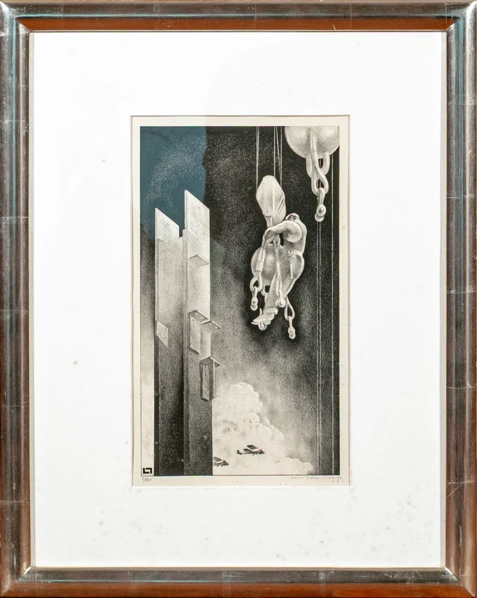 LOUIS LOZOWICK (UKRAINIAN-AMERICAN, 1893-1973) MID-AIR SIGNED LITHOGRAPH