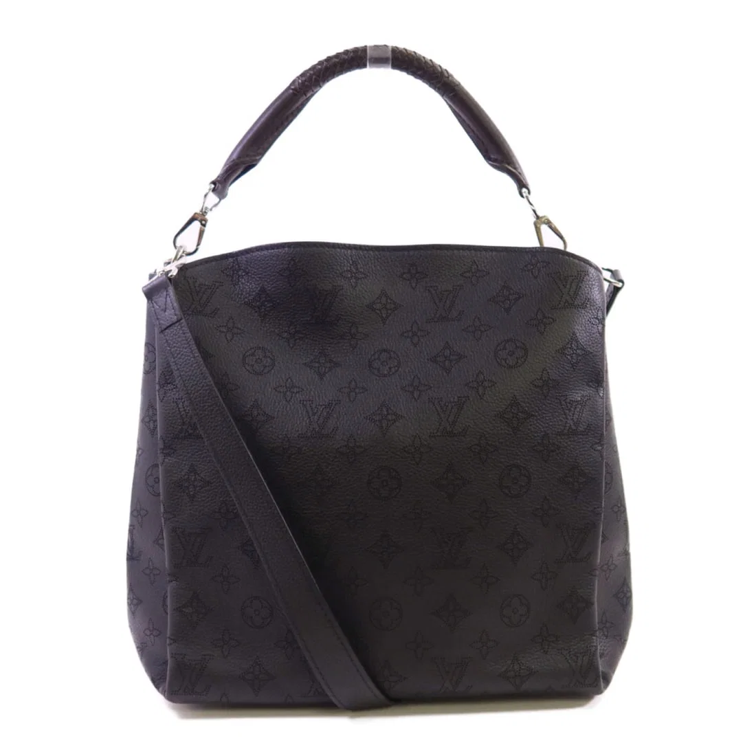 Louis Vuitton Babylone PM Black Mahina Leather Two Way Shoulder Handbag
