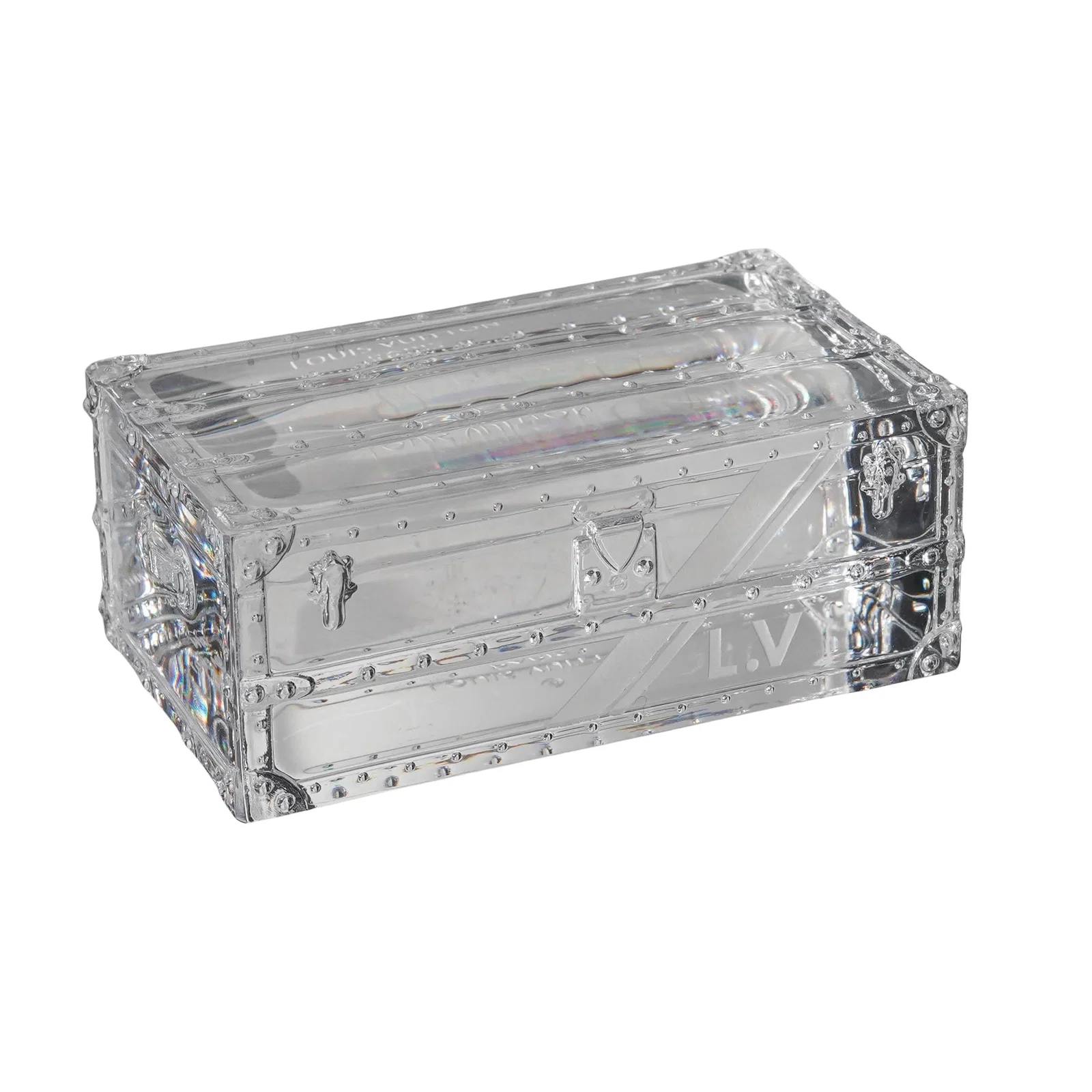 Louis Vuitton Crystal Steamer Trunk Paperweight W/ Box