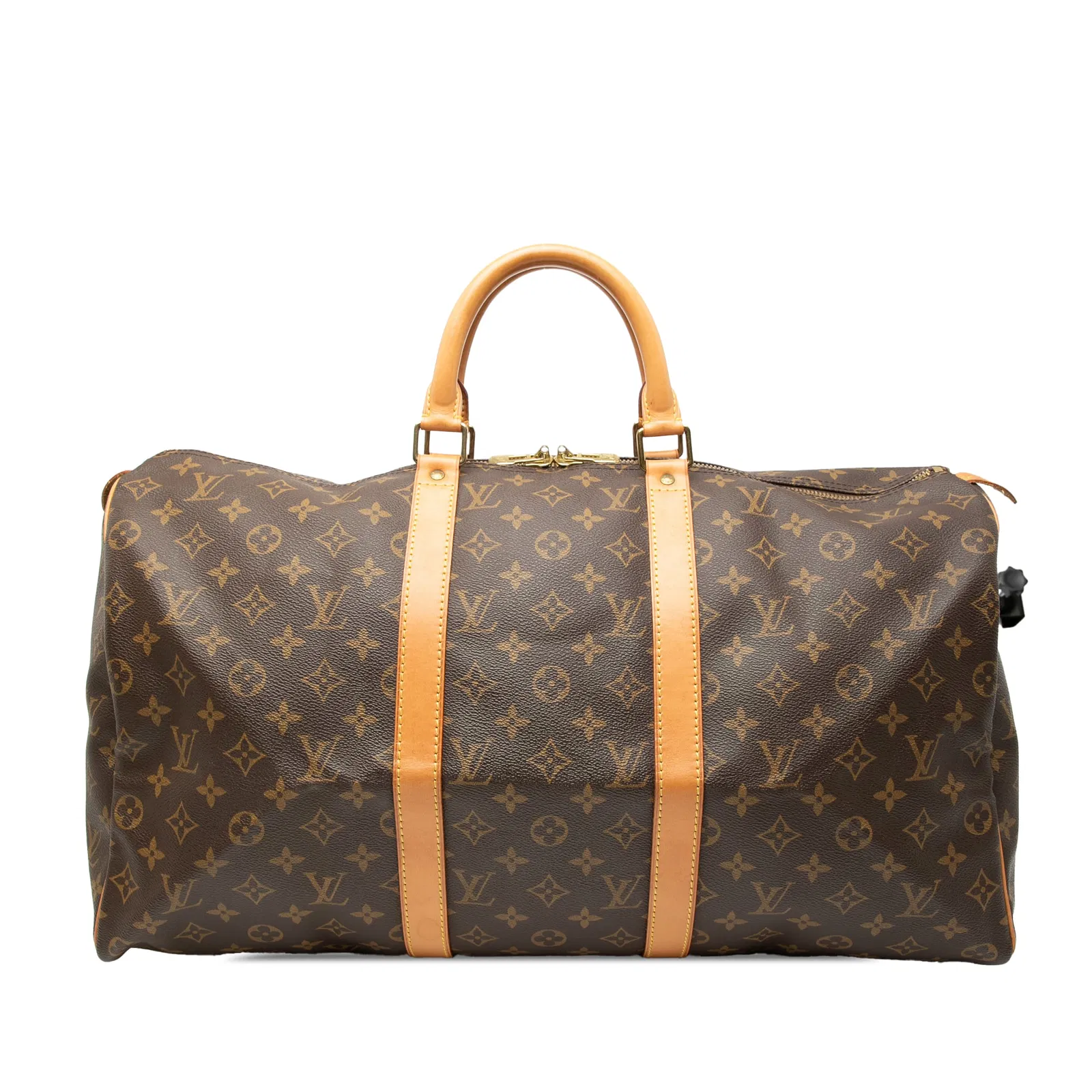 Louis Vuitton Keepall 50 Travel Bag with Monogram Canvas and Leather Trim
