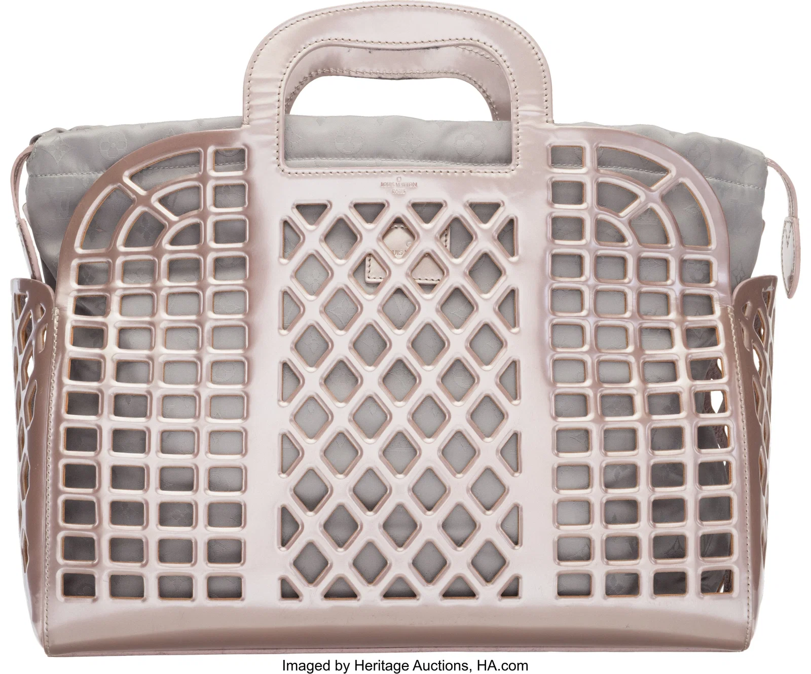 Louis Vuitton Metallic Pink Leather & Silver Mon