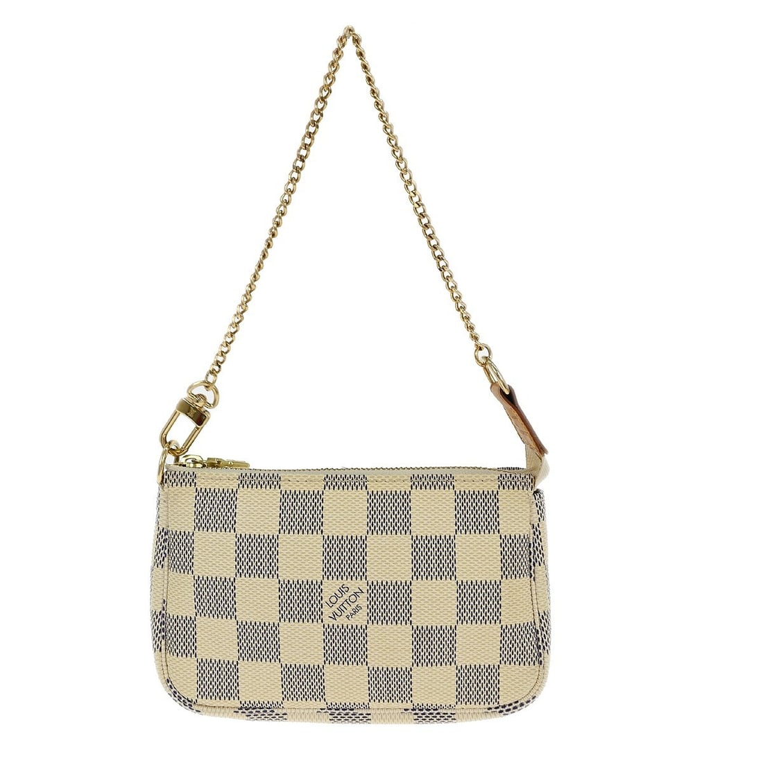 Louis Vuitton Mini Pochette Accessoires Damier Azur Canvas Handbag with Chain Strap