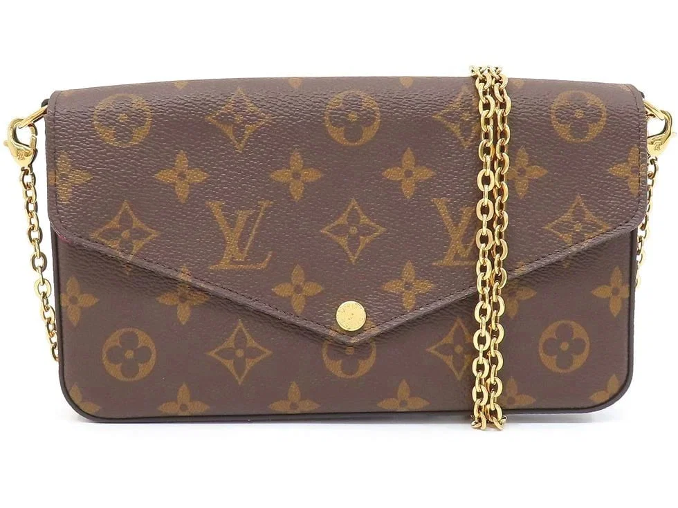 LOUIS VUITTON MONOGRAM/FUCHSIA POCHETTE FELICIE SHOULDER BAG