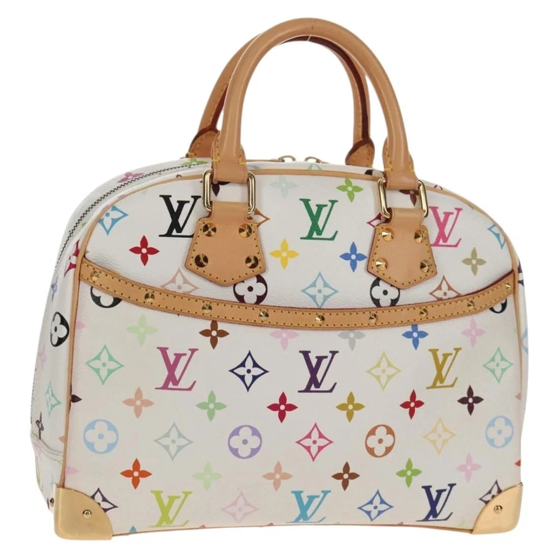 LOUIS VUITTON Monogram Multicolor Trouville Hand Bag White M92663 Auth