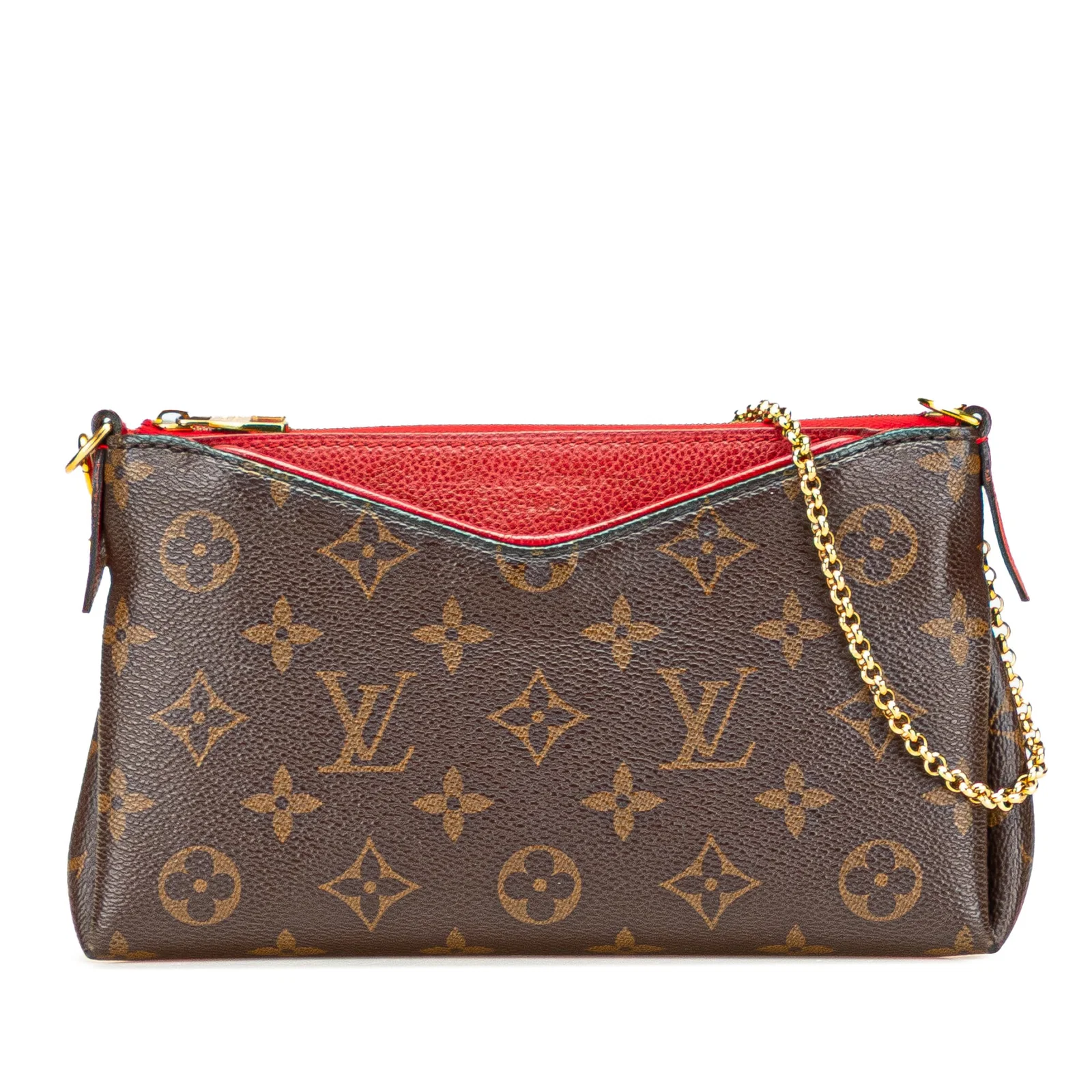 Louis Vuitton Monogram Pallas Clutch with Gold-tone Chain Handle
