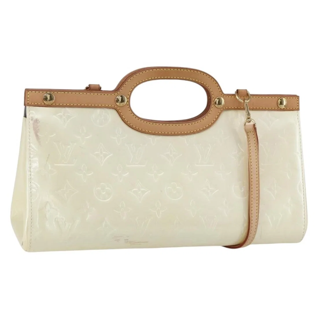 LOUIS VUITTON Monogram Vernis Roxbury Drive Handbag Perle M91374 Auth