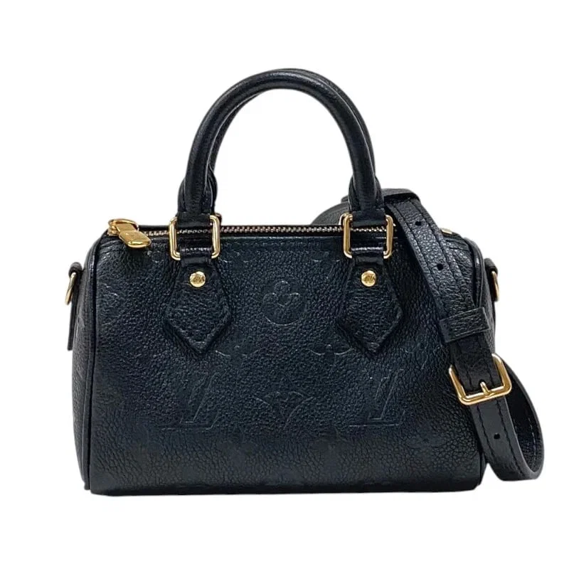 LOUIS VUITTON NANO SPEEDY NOIR GHW MONOGRAM EMPREINTE SHOULDER BAG