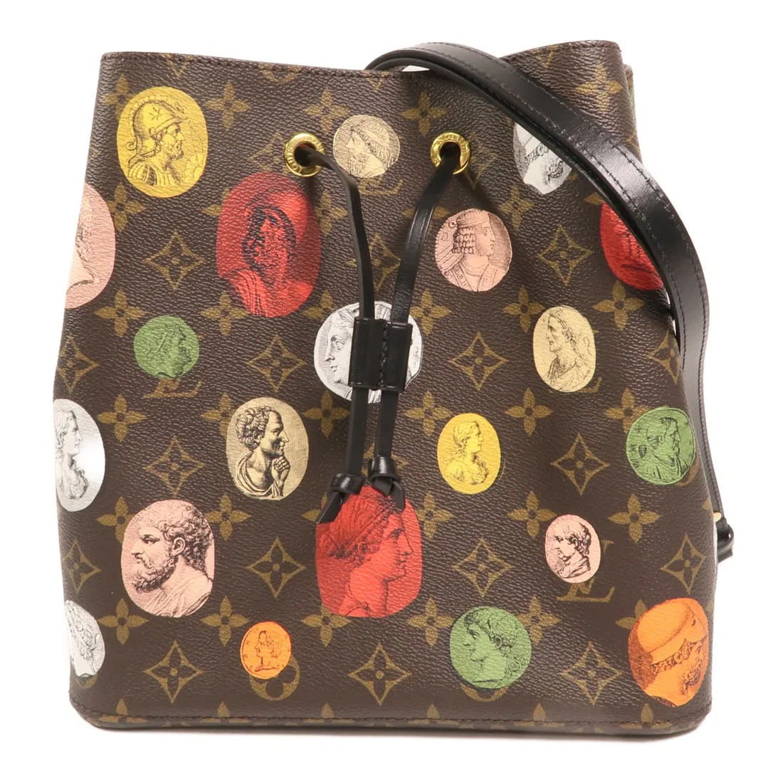 Louis Vuitton Neo Noe MM Fornasetti Monogram Shoulder Bag with Gold Hardware