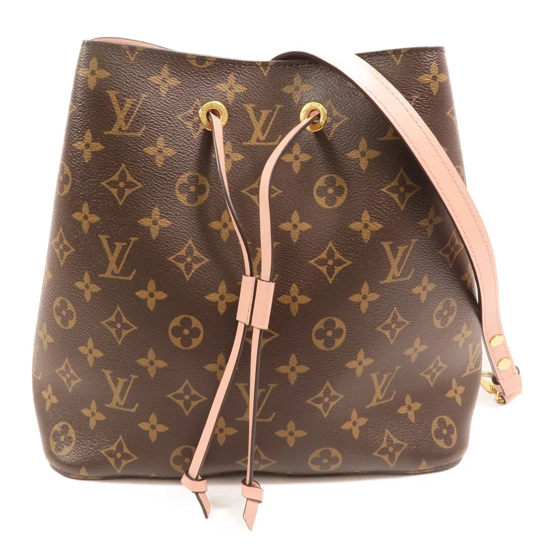 Louis Vuitton Neo Noe Monogram Pink Brown Shoulder Bag with Gold Hardware